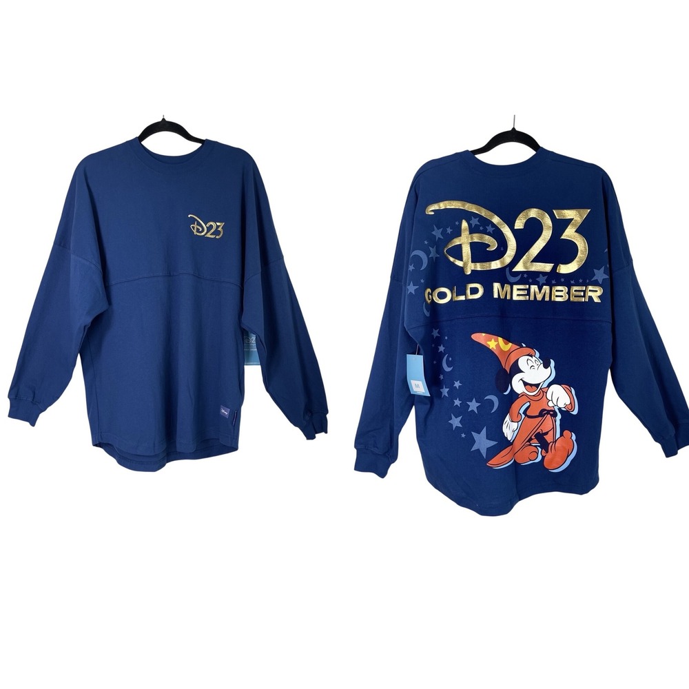Disney D23 Gold Member Spirit Jersey Sorcerer Mickey Mouse Blue Gold Medium NWT